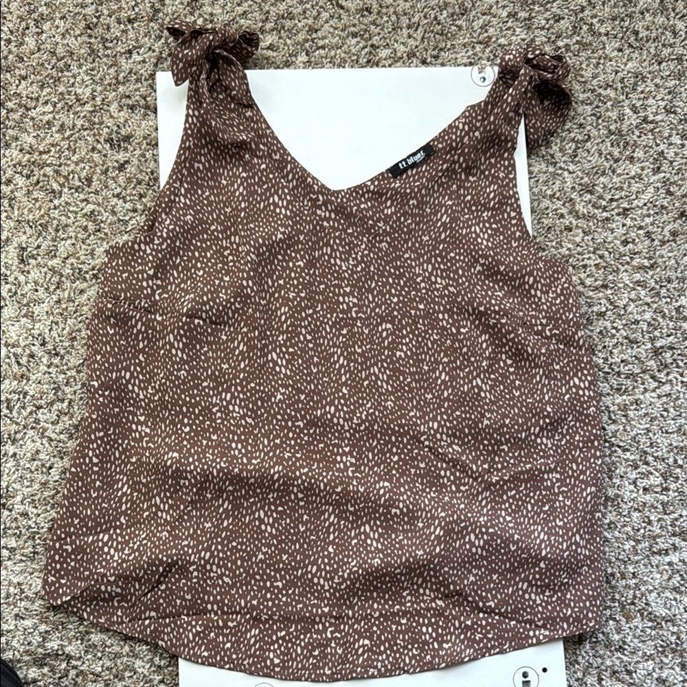 Knox Rose Brown Sleeveless Tie Front Tank Top
